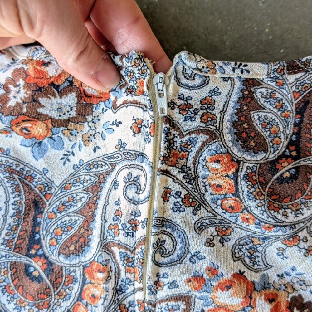 Vintage 60s Kay Windsor Brown Paisley Midi Dress Jacket Matching Set union made - Picture 9 of 16